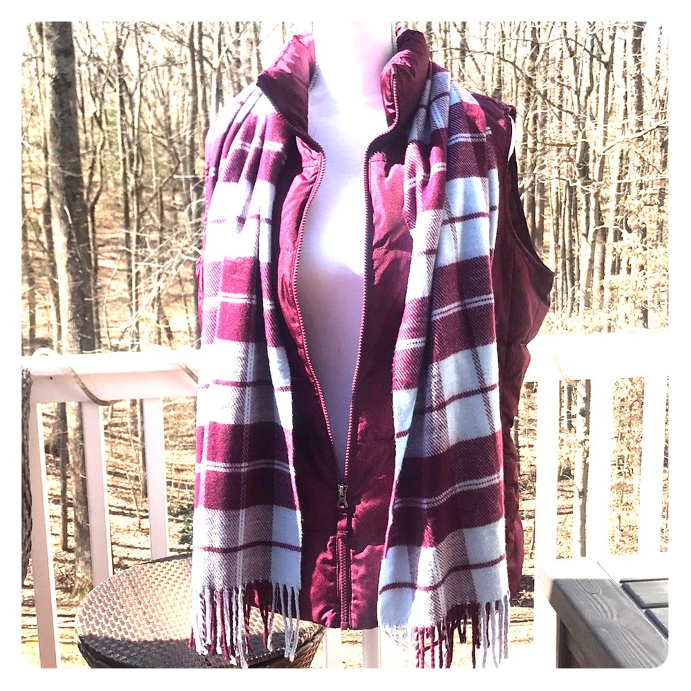 Lands End puffer vest & scarf; Carhardt beanie